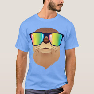 Cooles Otter mit 80er-Regenbogenfarben-Sonnenbrill T-Shirt