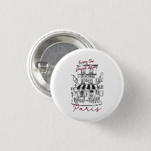 Cooles Pariser Café – Ikonisches Pariser Straßenca Button