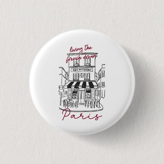 Cooles Pariser Café – Ikonisches Pariser Straßenca Button (Vorderseite)