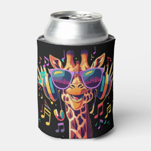 Cooles Party Giraffe mit Kopfhörern Dosenkühler