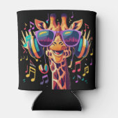 Cooles Party Giraffe mit Kopfhörern Dosenkühler (Rückseite)