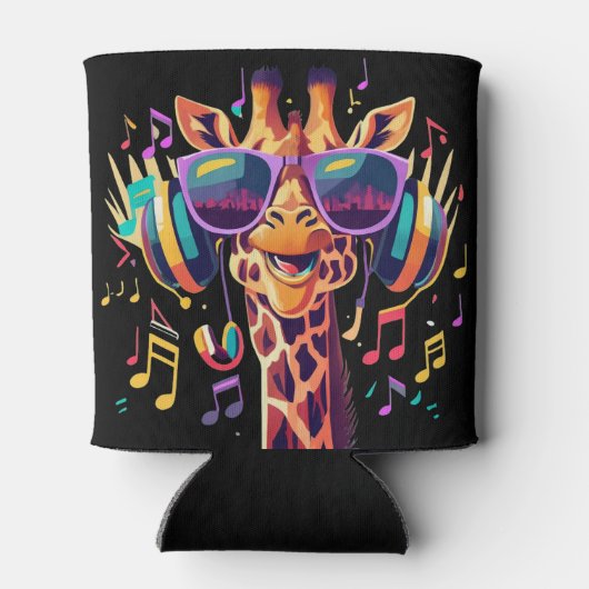 Cooles Party Giraffe mit Kopfhörern Dosenkühler (Rückseite)