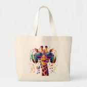 Cooles Party Giraffe mit Kopfhörern Jumbo Stoffbeutel (Vorne)