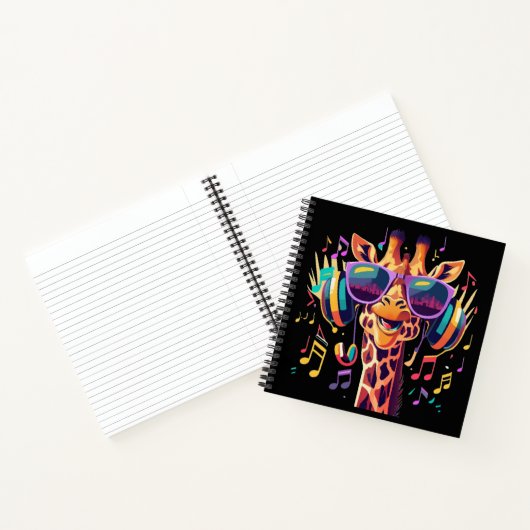 Cooles Party Giraffe mit Kopfhörern Notizblock (Innenseite)