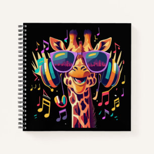 Cooles Party Giraffe mit Kopfhörern Notizblock