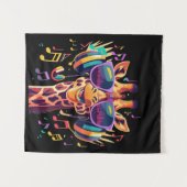 Cooles Party Giraffe mit Kopfhörern Wandteppich (Vorderseite (Horizontal))