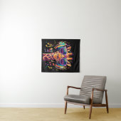 Cooles Party Giraffe mit Kopfhörern Wandteppich (Beispiel (Horizontal))