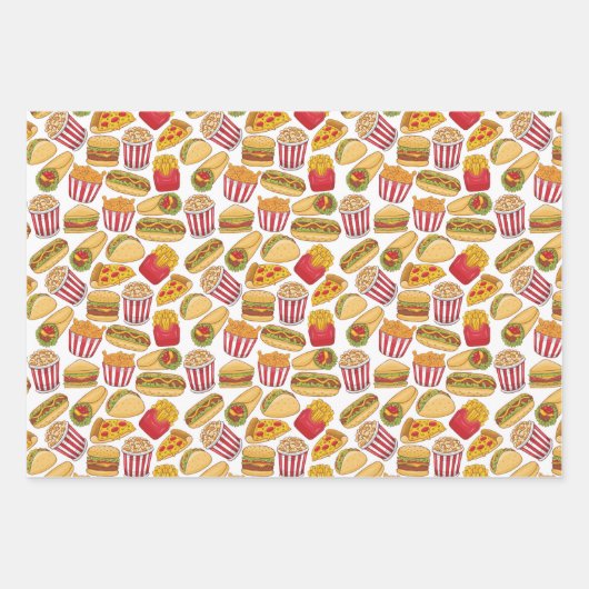 cooles Party mit Fast Food-Kacheln Geschenkpapier Set (Vorderseite 3)