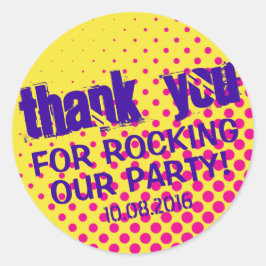 Cooles Party Rock Halftone Aufkleber Gelb und Rosa