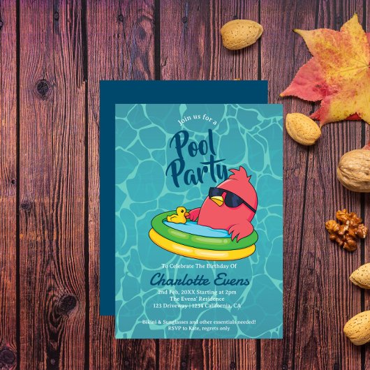 Cooles Party Schwimmbad Geburtstag Einladung