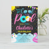 Cooles Party Schwimmbad Geburtstag Einladung (Stehend Vorderseite)