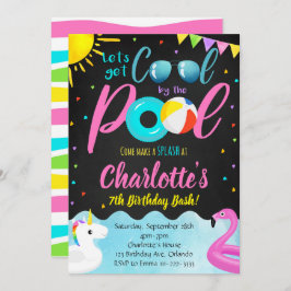 Cooles Party Schwimmbad Geburtstag Einladung