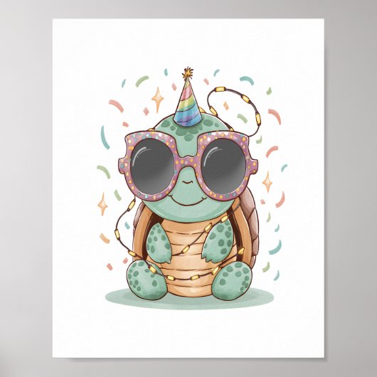 Cooles Party Turtle Poster (Vorne)