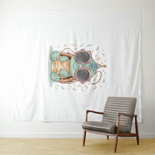 Cooles Party Turtle Wandteppich (Beispiel (Horizontal))