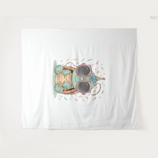 Cooles Party Turtle Wandteppich (Vorderseite (Horizontal))