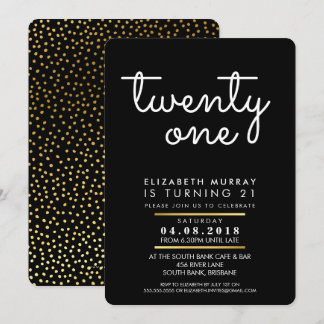 COOLES Party zum 21. Geburtstag INVITE schwarz-wei Einladung