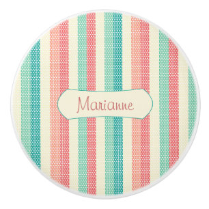 Cooles Pastelldenim Stripes personalisiertes Keramikknauf