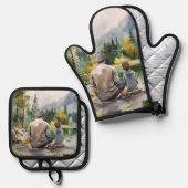 Cooles Pater Son Fischerhaus Ofenhandschuh & Topflappen-Set (Vorderseite/Rückseite)