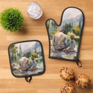 Cooles Pater Son Fischerhaus Ofenhandschuh & Topflappen-Set