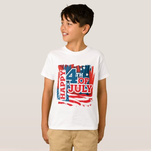 cooles Patriotisches Glück 4. Juli unisex Kinder T-Shirt (Vorne ganz)
