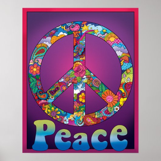 Cooles Peace Sign Poster Retro-Look der 60er Jahre (Vorne)