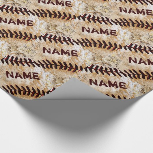Cooles Personalisiertes Vintages Baseballwappenpap Geschenkpapier (Ecke)
