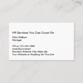 Cooles Personalthema Visitenkarten Visitenkarte (Rückseite)