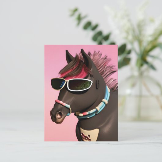 Cooles Pferd in Sonnenbrille Postkarte (Stehend Vorderseite)