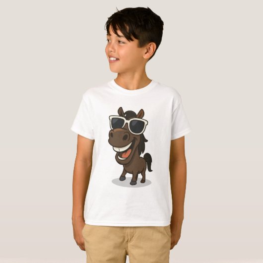 Cooles Pferd mit Schatten T-Shirt (Vorne ganz)