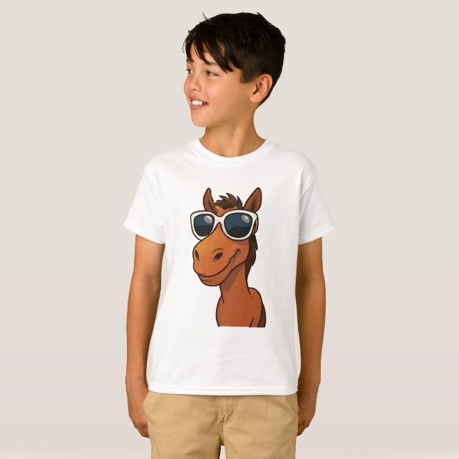 Cooles Pferd mit Schatten T-Shirt (Vorne ganz)