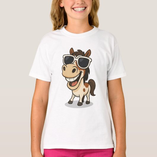 Cooles Pferd mit Schatten T-Shirt (Vorderseite)