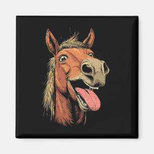 Cooles Pferd mit Zungenpferden auf dem Pferd Magnet