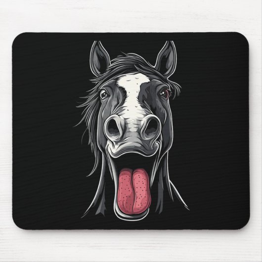 Cooles Pferd mit Zungenpferden auf dem Pferd Mousepad (Vorne)