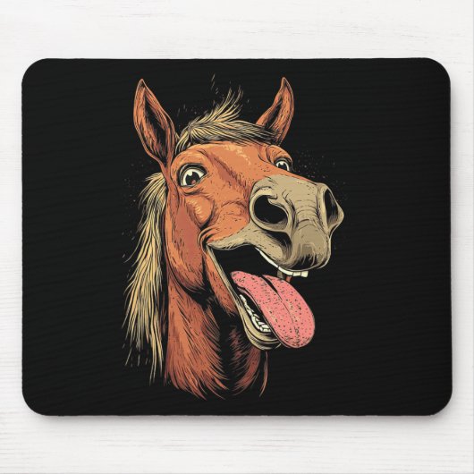 Cooles Pferd mit Zungenpferden auf dem Pferd Mousepad (Vorne)