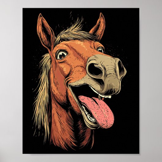 Cooles Pferd mit Zungenpferden auf dem Pferd Poster (Vorne)