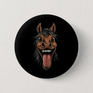 Cooles Pferd mit Zungenpferden auf Pferdebasis Button
