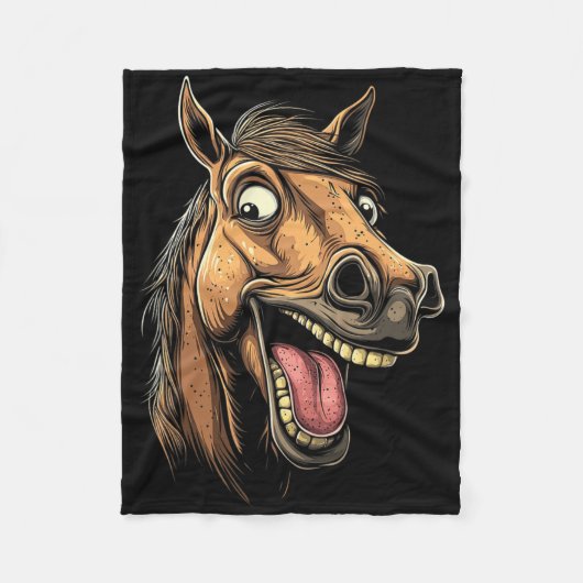 Cooles Pferd mit Zungenpferden auf Pferdebasis Fleecedecke (Vorderseite)
