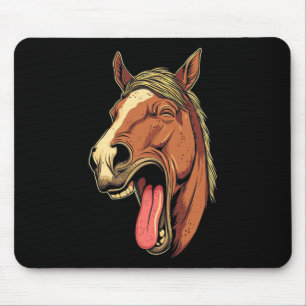 Cooles Pferd mit Zungenpferden auf Pferdebasis Mousepad