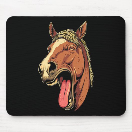 Cooles Pferd mit Zungenpferden auf Pferdebasis Mousepad (Vorne)