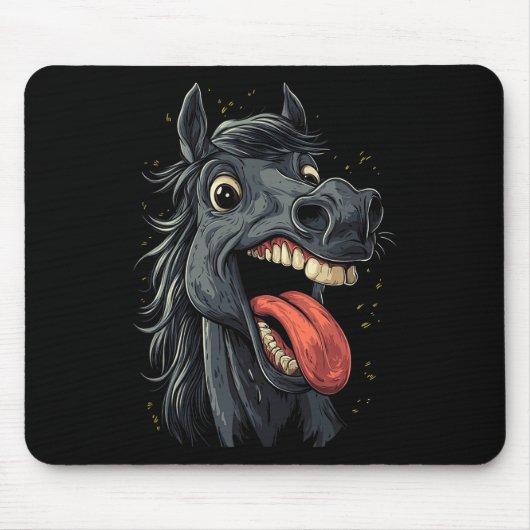 Cooles Pferd mit Zungenpferden auf Pferdebasis Mousepad (Vorne)