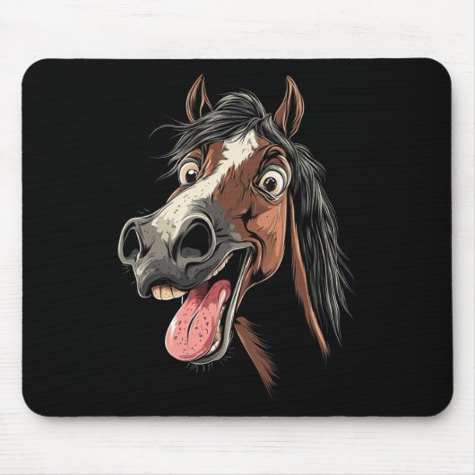 Cooles Pferd mit Zungenpferden auf Pferdebasis Mousepad (Vorne)