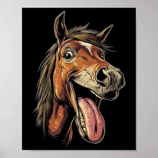 Cooles Pferd mit Zungenpferden auf Pferdebasis Poster (Vorne)