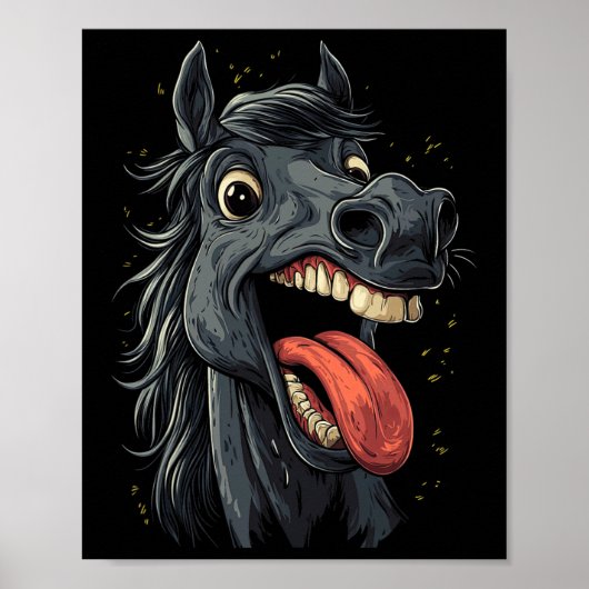 Cooles Pferd mit Zungenpferden auf Pferdebasis Poster (Vorne)