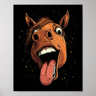 Cooles Pferd mit Zungenpferden auf Pferdebasis Poster