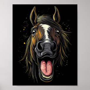 Cooles Pferd mit Zungenpferden auf Pferdebasis Poster