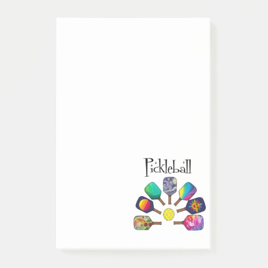 Cooles Pickleball-Rainbow Post-it Klebezettel (Vorderseite)