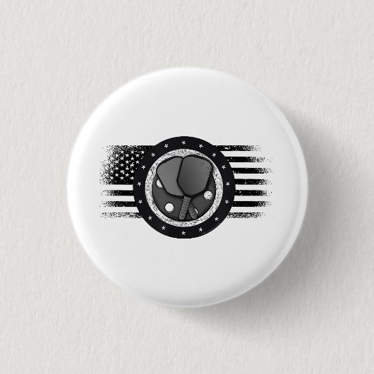 Cooles Pickleball Sport USA Grunge Flag - Pickleba Button (Vorderseite)