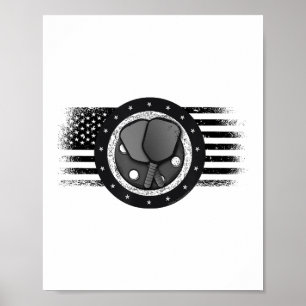 Cooles Pickleball Sport USA Grunge Flag - Pickleba Poster