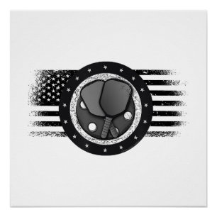 Cooles Pickleball Sport USA Grunge Flag - Pickleba Poster