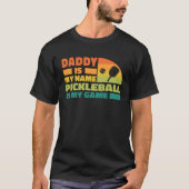 Cooles Pickleball-Vater-Paddle Retro-Sunset-Paddle T-Shirt (Vorderseite)